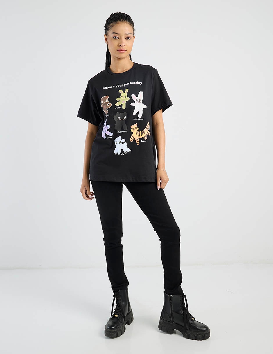 Playera manga corta 47St cuello redondo para mujer
