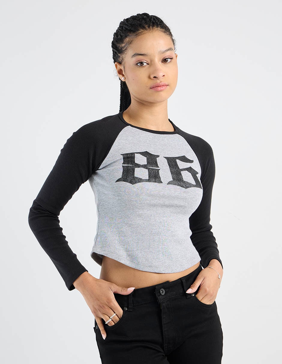 Playera manga larga cuello redondo para mujer Playera manga larga cuello redondo para mujer