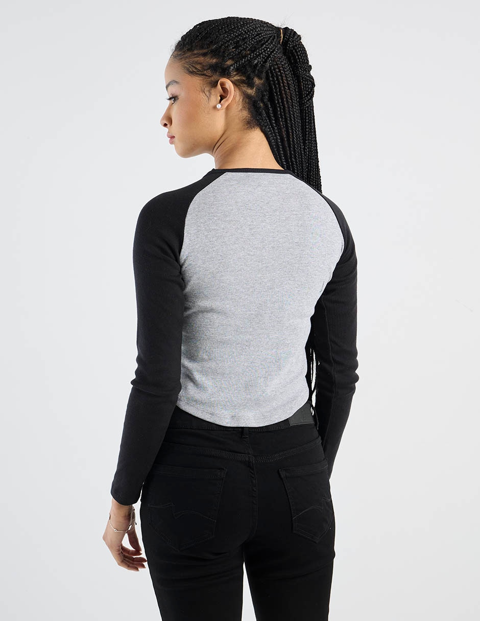 Playera manga larga 47St cuello redondo para mujer