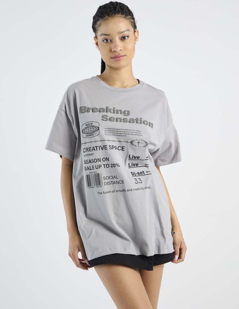 Playera manga corta 47St cuello redondo para mujer