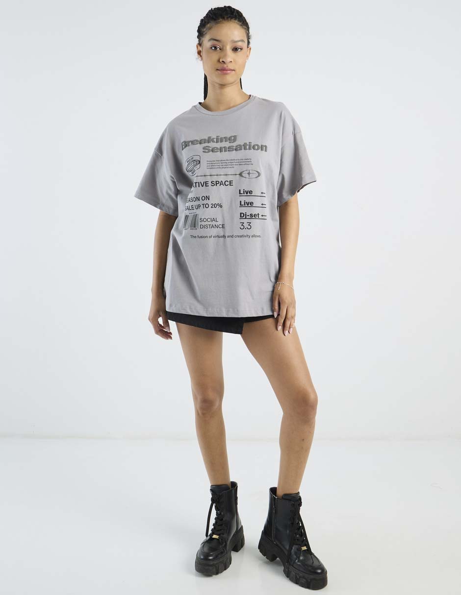 Playera manga corta 47St cuello redondo para mujer