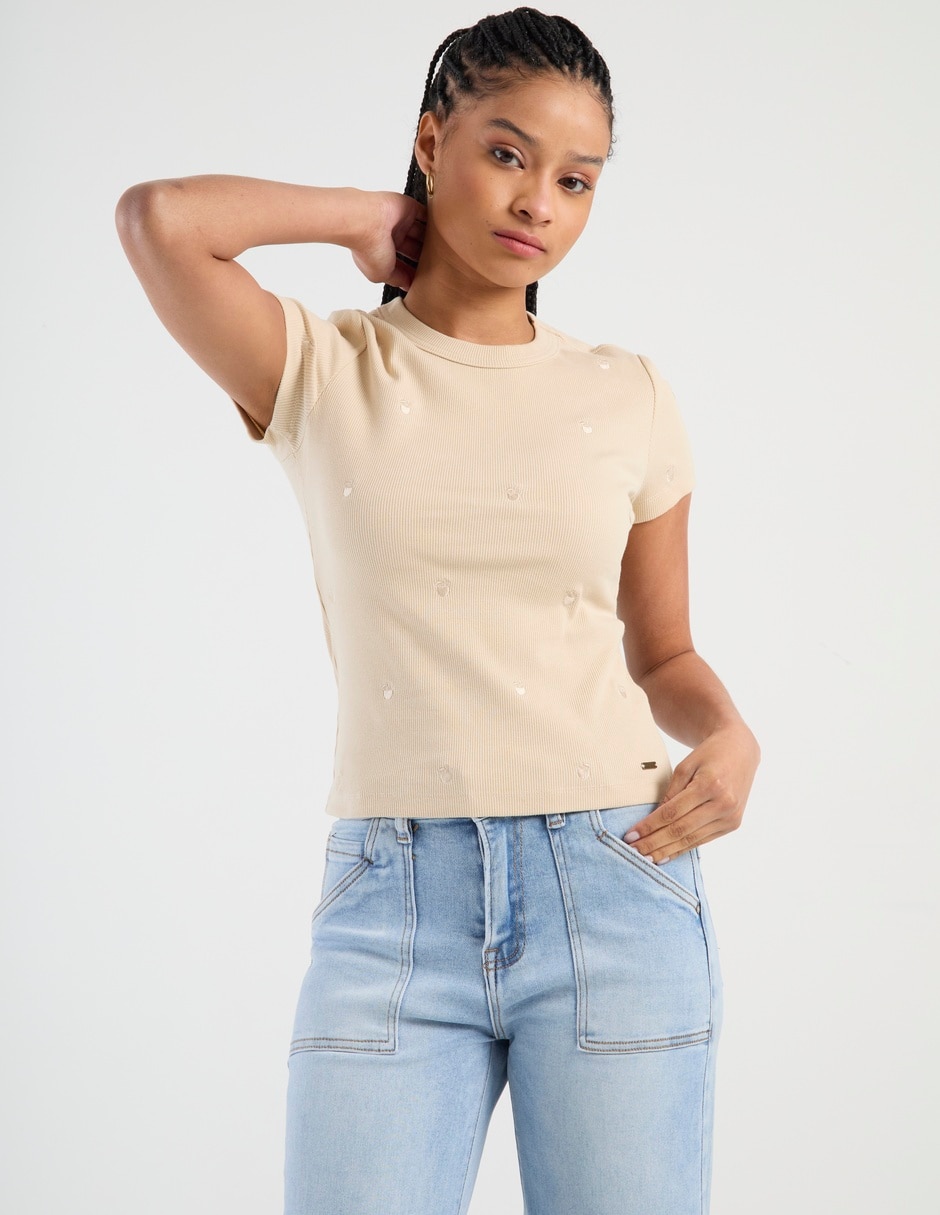 Playera manga corta cuello redondo para mujer Playera manga corta cuello redondo para mujer