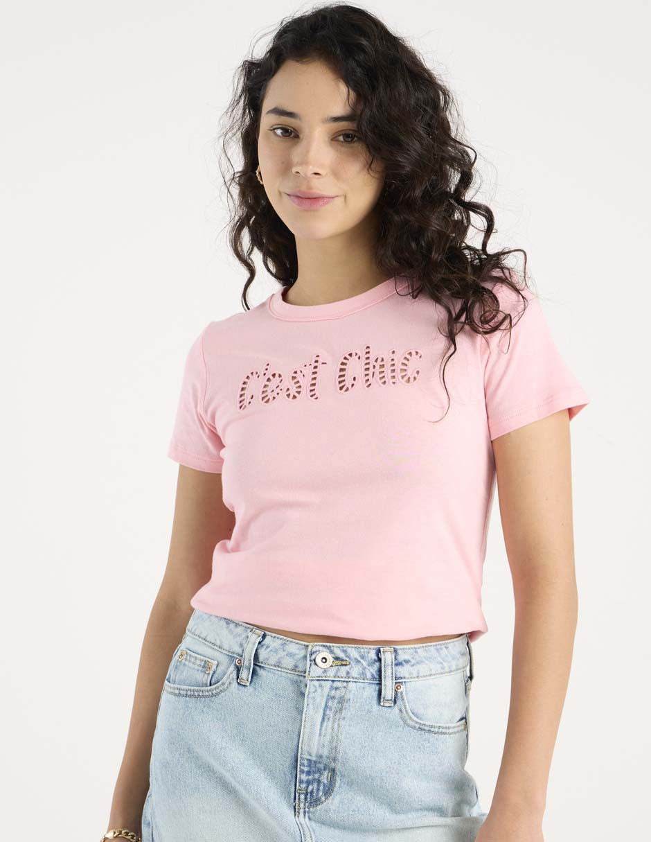 Playera manga corta cuello redondo para mujer 1