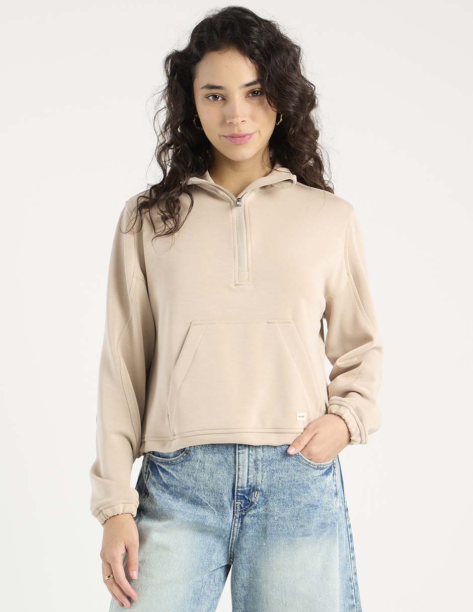 Sudadera con capucha y bolsa para mujer 1