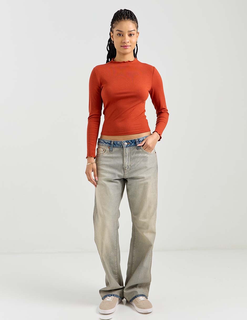 Playera manga larga cuello redondo para mujer 6