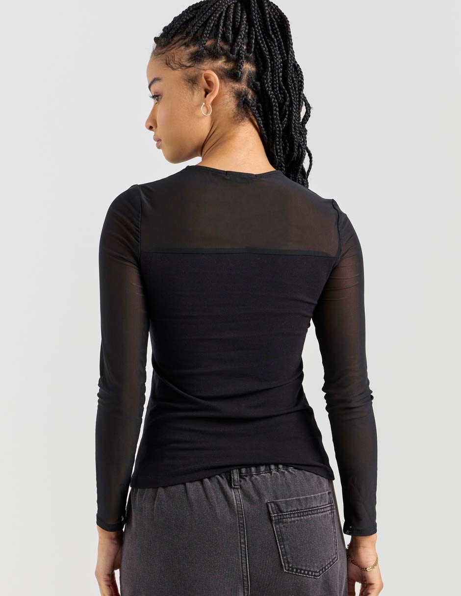 Playera manga larga Sexy Jeans cuello redondo para mujer