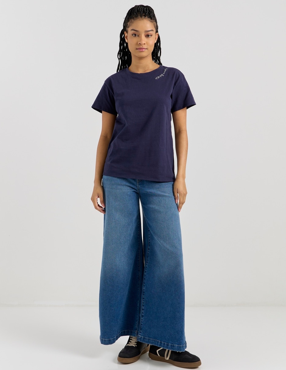 Playera manga corta cuello redondo mujer
