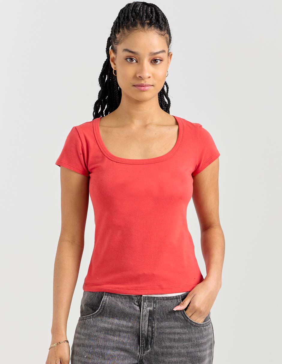 Playera manga corta cuello redondo mujer