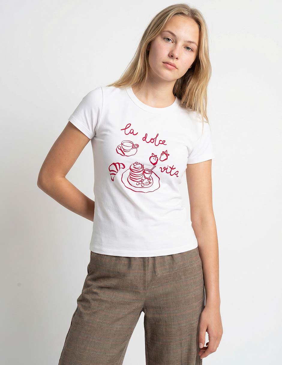 Playera manga corta cuello redondo para mujer Playera manga corta cuello redondo para mujer