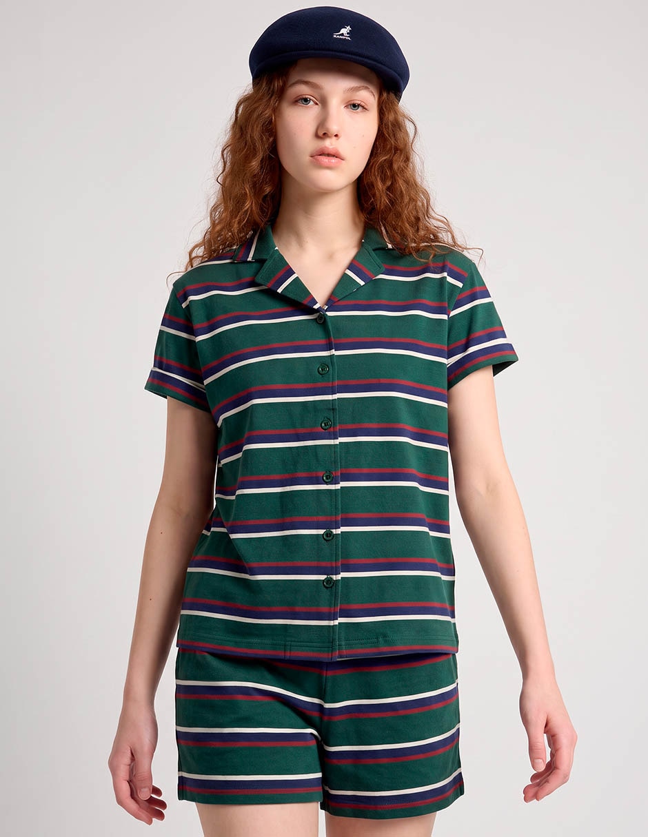 Blusa camisera manga corta para mujer