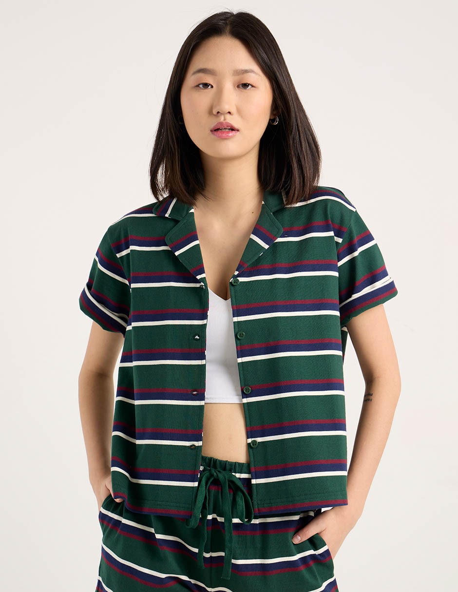 Blusa camisera manga corta para mujer 7