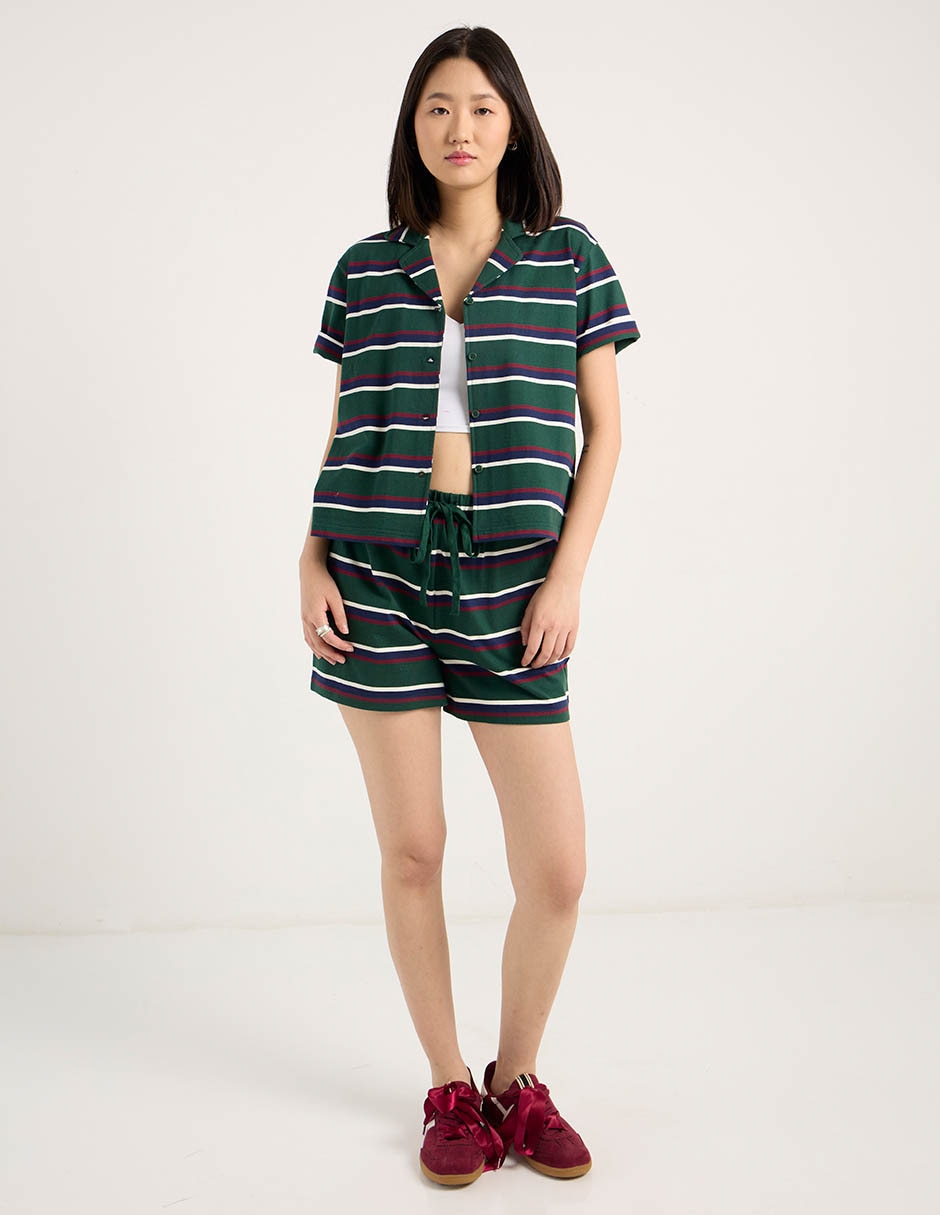 Blusa camisera manga corta para mujer 8
