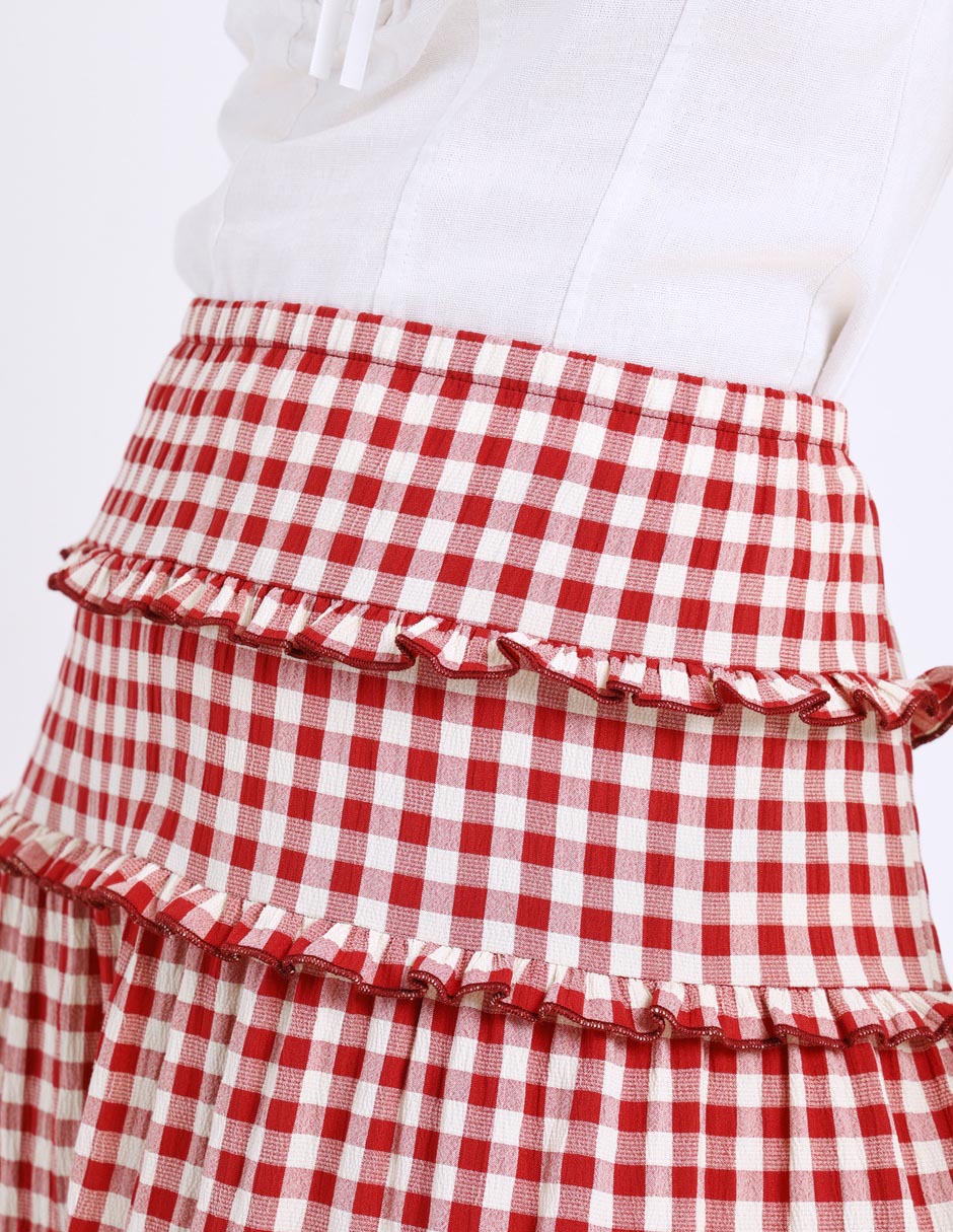 Falda maxi de algodón a la cintura 3