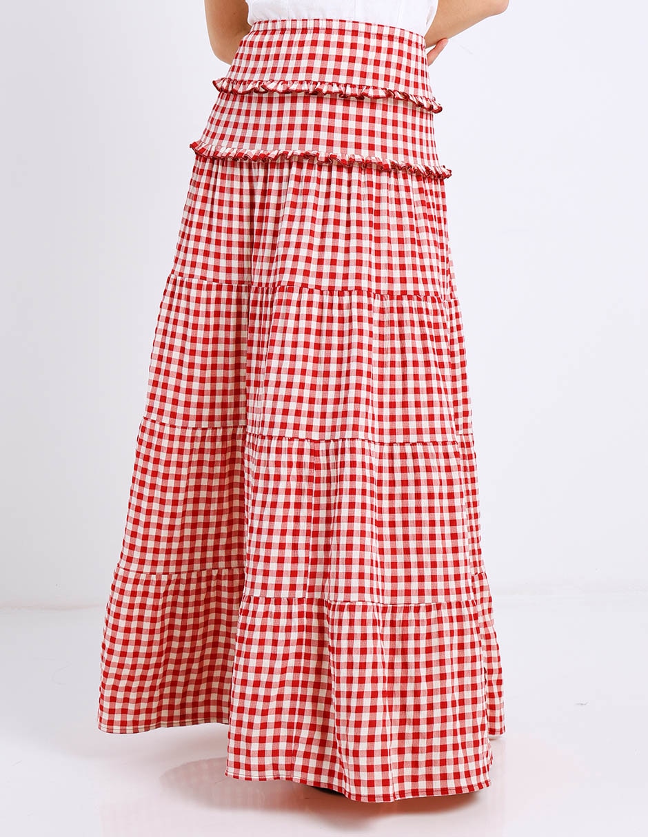 Falda maxi de algodón a la cintura Falda maxi de algodón a la cintura