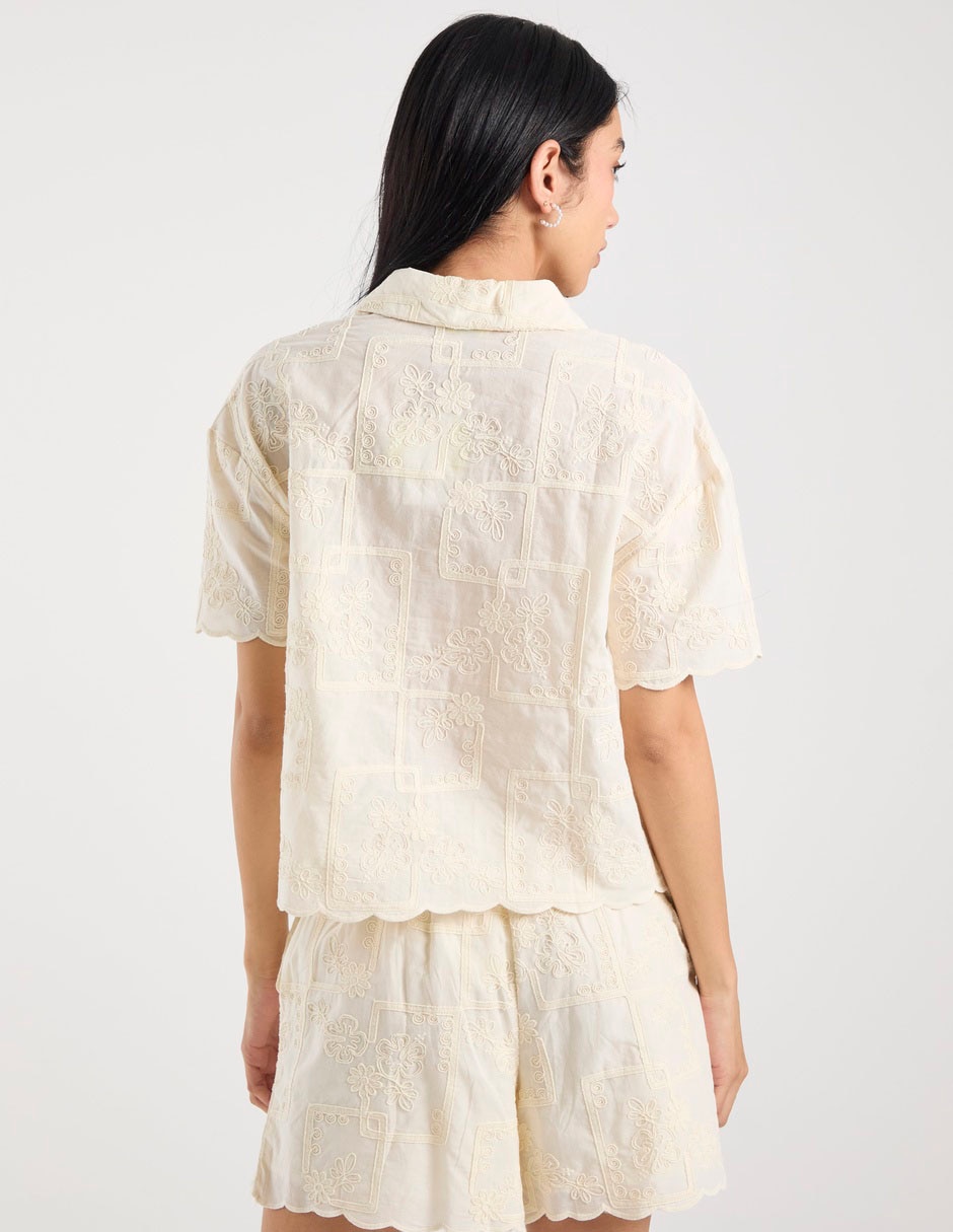 Blusa camisera manga corta para mujer 2