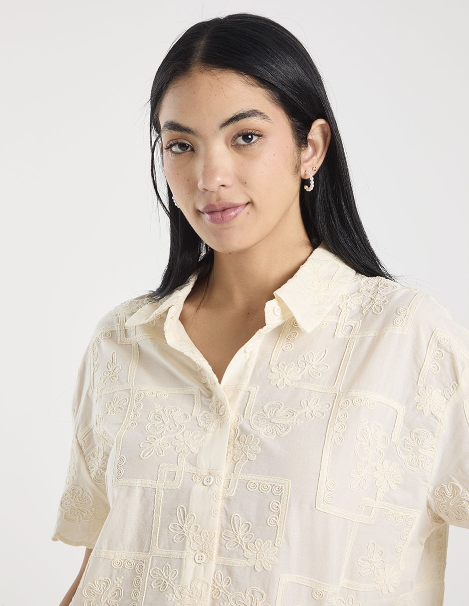 Blusa camisera manga corta para mujer 3