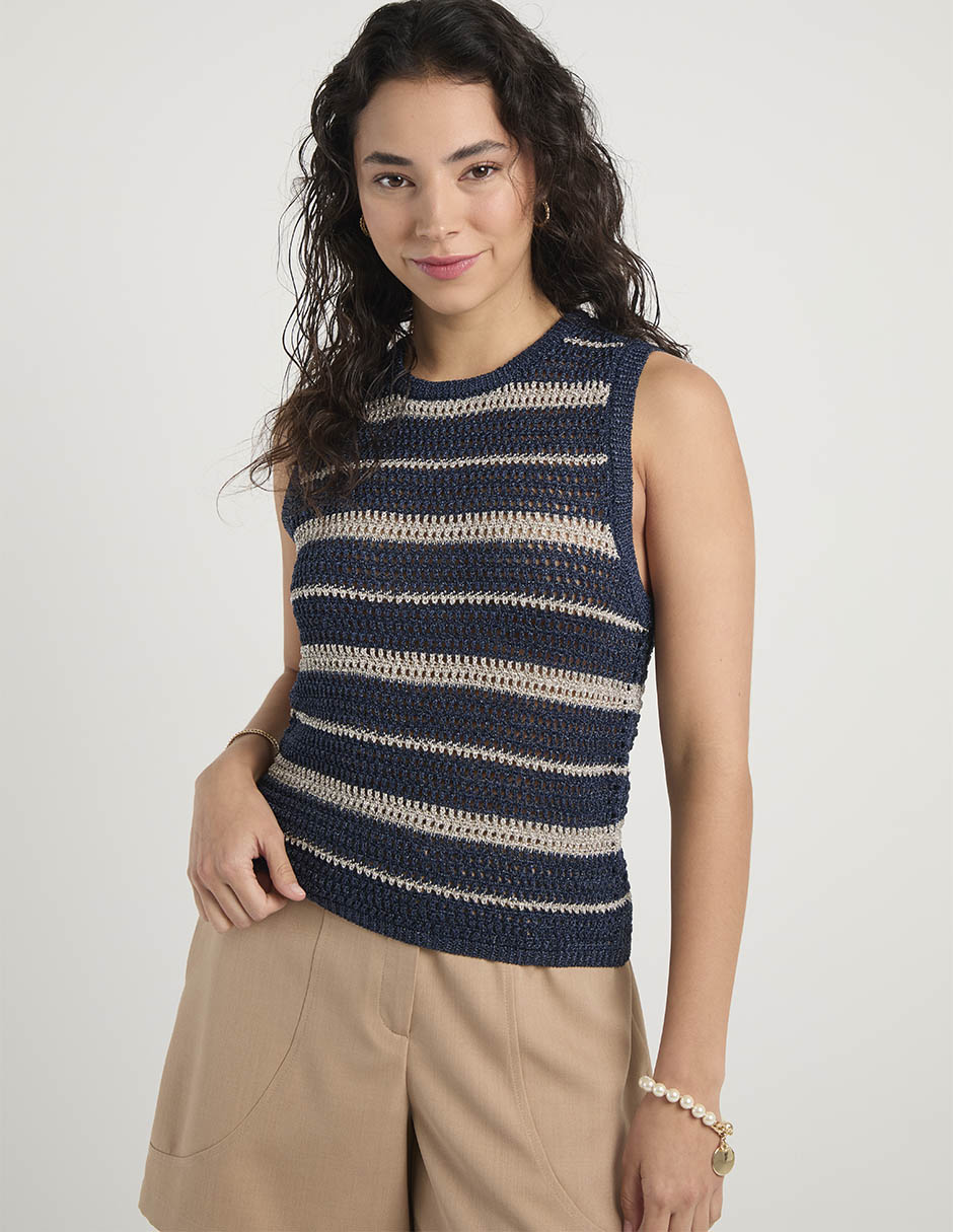 Top cuello redondo