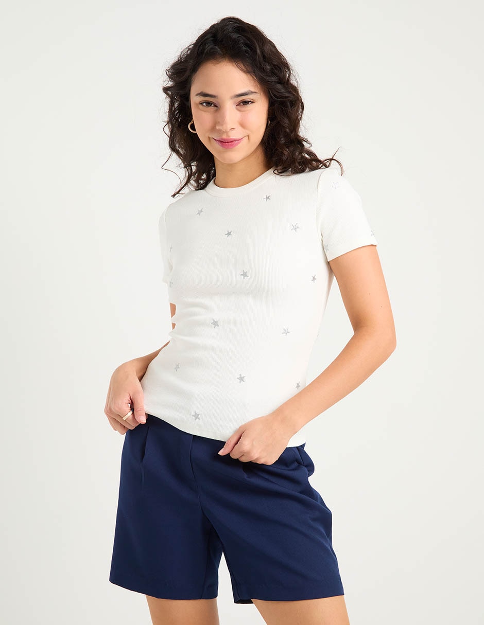 Playera manga corta cuello redondo mujer Playera manga corta cuello redondo mujer