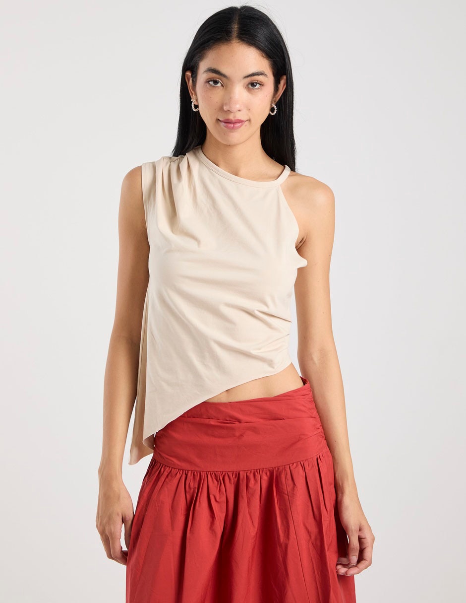 Top cuello redondo tirante delgado Top cuello redondo tirante delgado