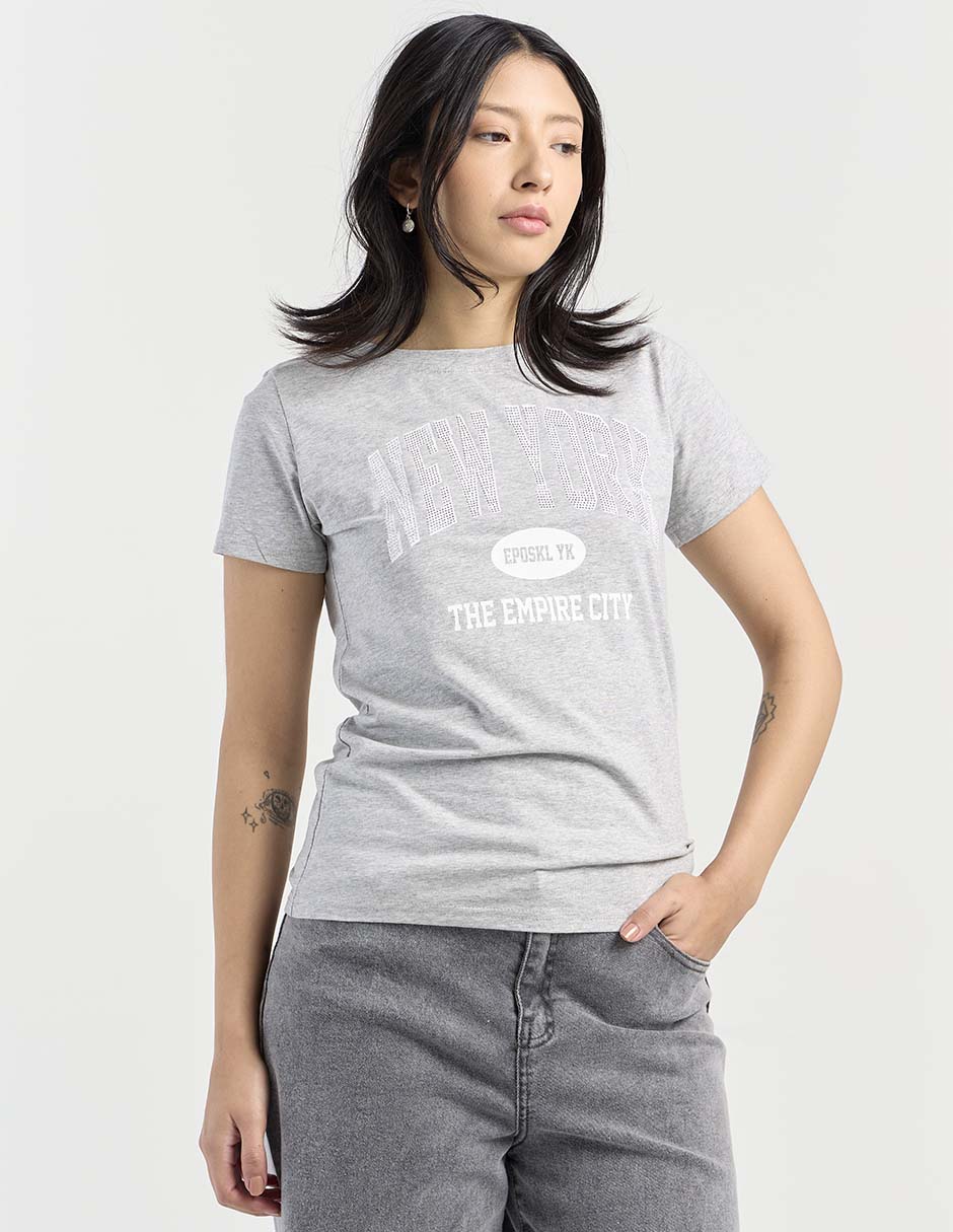 Playera manga corta cuello redondo para mujer Playera manga corta cuello redondo para mujer