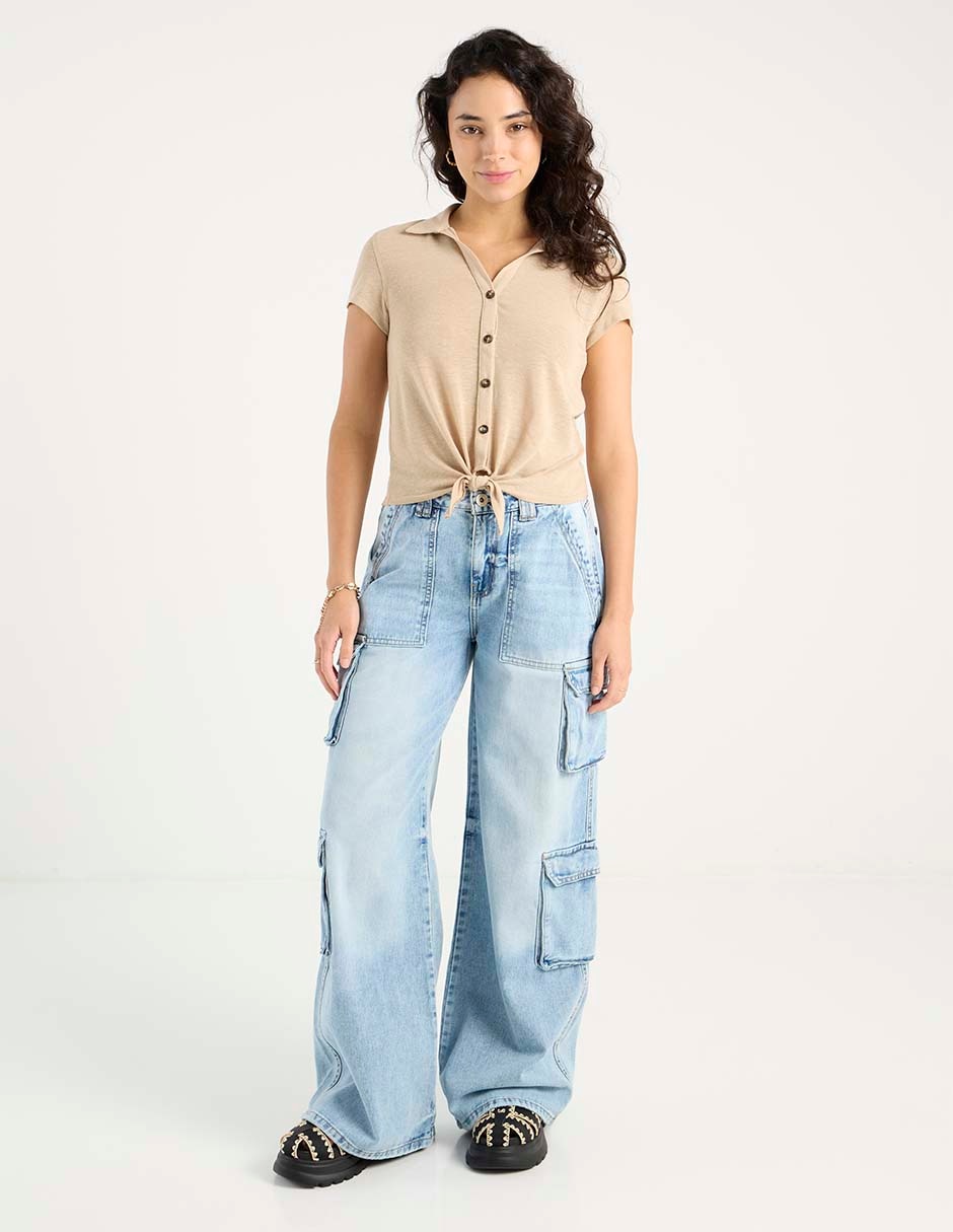 Jeans cargo baggy para mujer