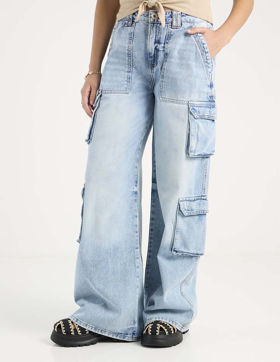 Jeans cargo baggy para mujer 5