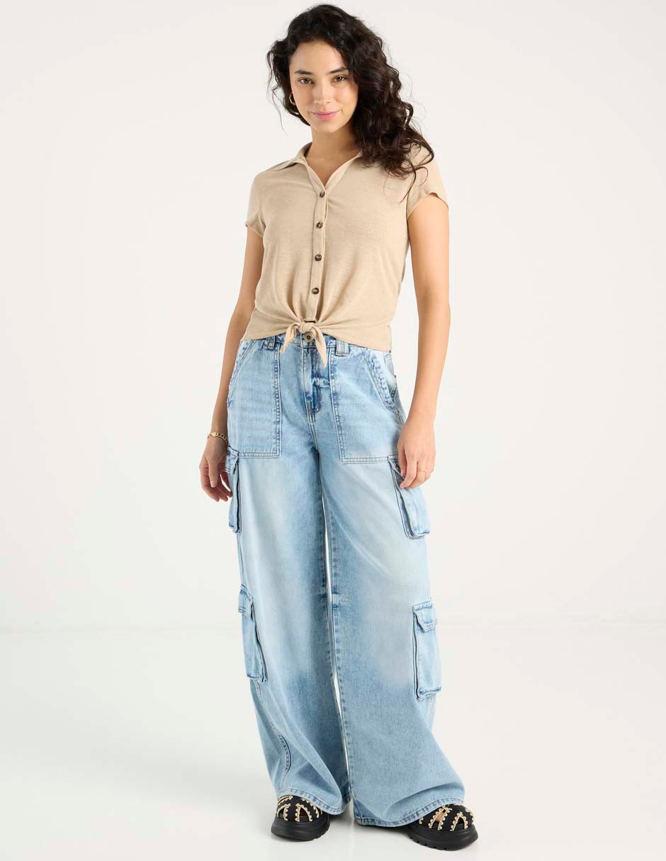 Jeans cargo baggy para mujer