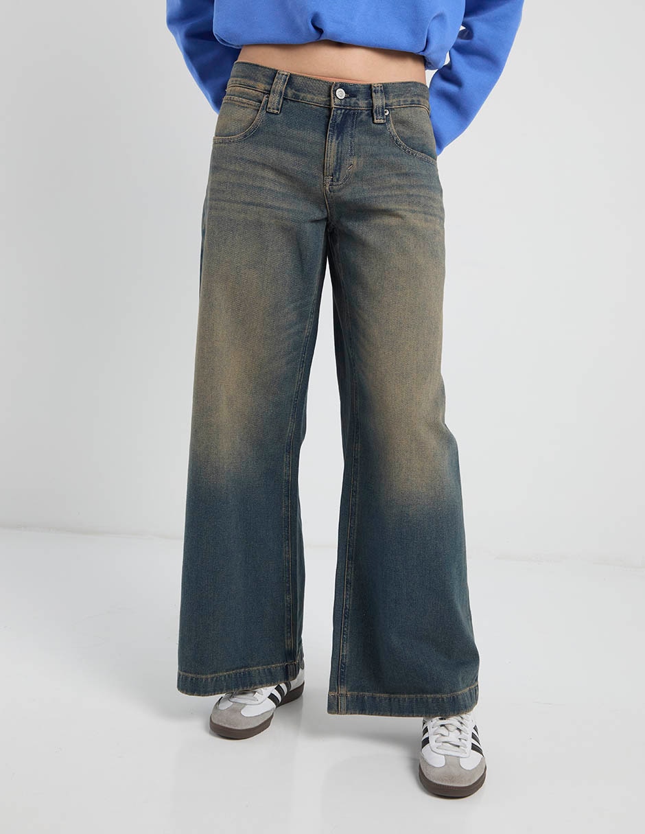 Jeans acampanado corte cintura para mujer