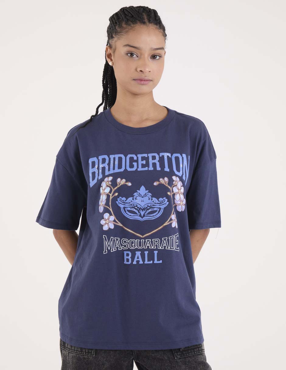 Playera manga al codo Tee Bar Bridgerton cuello redondo para mujer