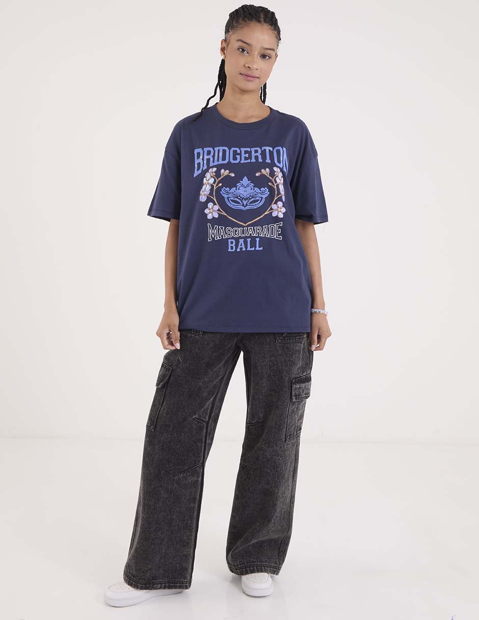 Playera manga al codo Tee Bar Bridgerton cuello redondo para mujer