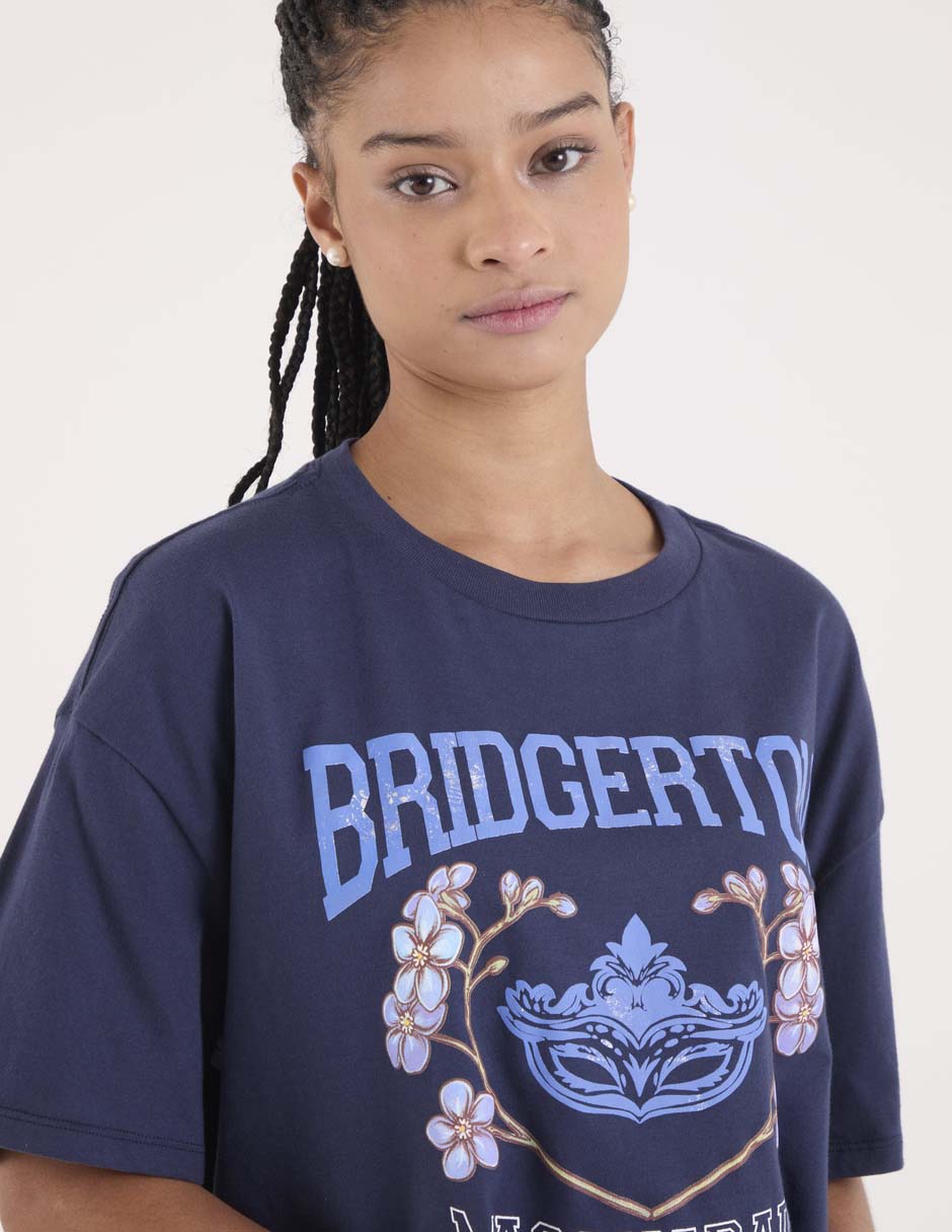 Playera manga al codo Tee Bar Bridgerton cuello redondo para mujer