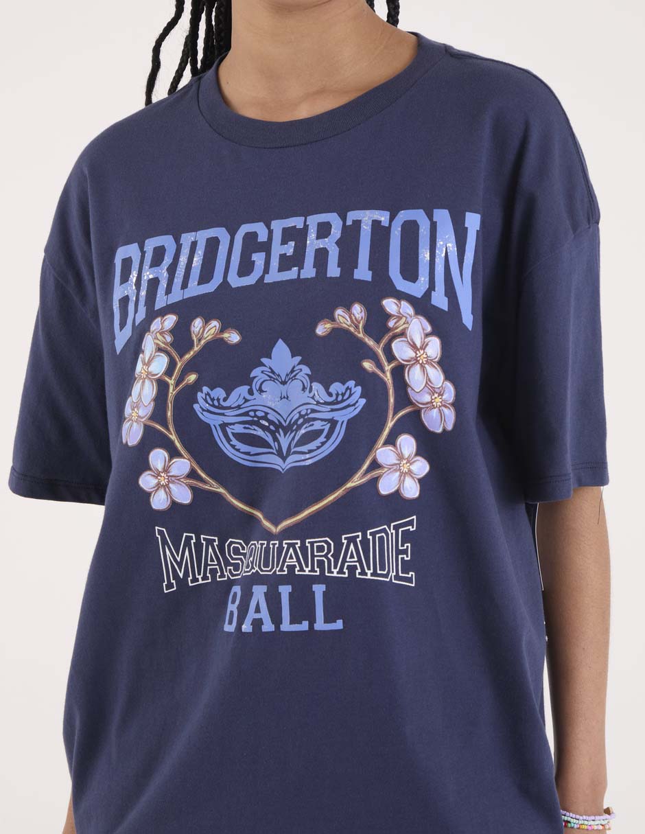 Playera manga al codo Tee Bar Bridgerton cuello redondo para mujer