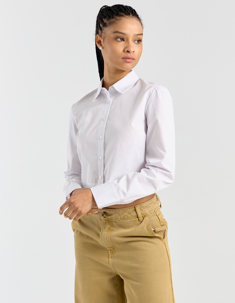 Blusa camisera manga larga para mujer