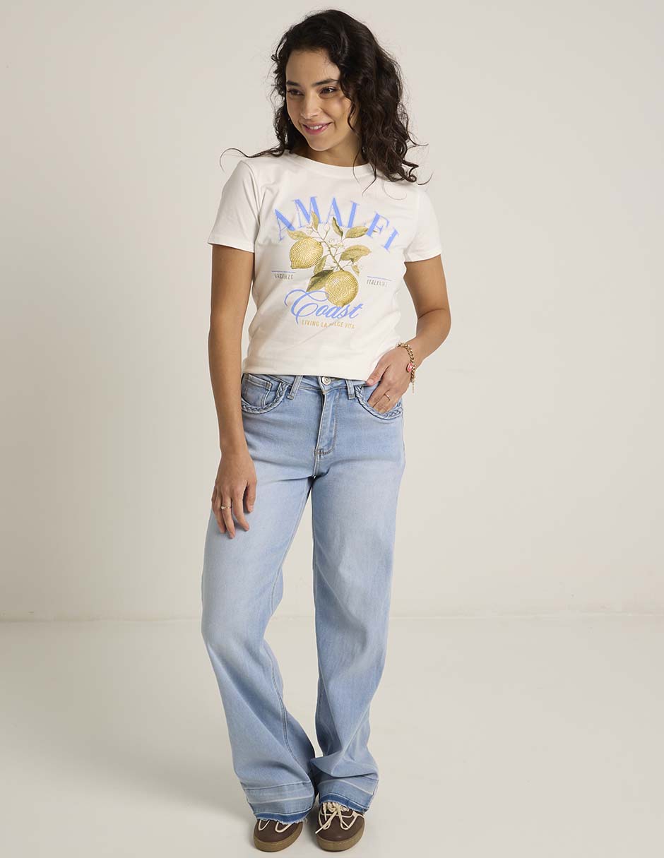 Jeans flare amplio para mujer 8