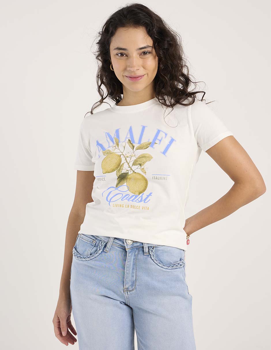 Playera manga corta cuello redondo para mujer Playera manga corta cuello redondo para mujer