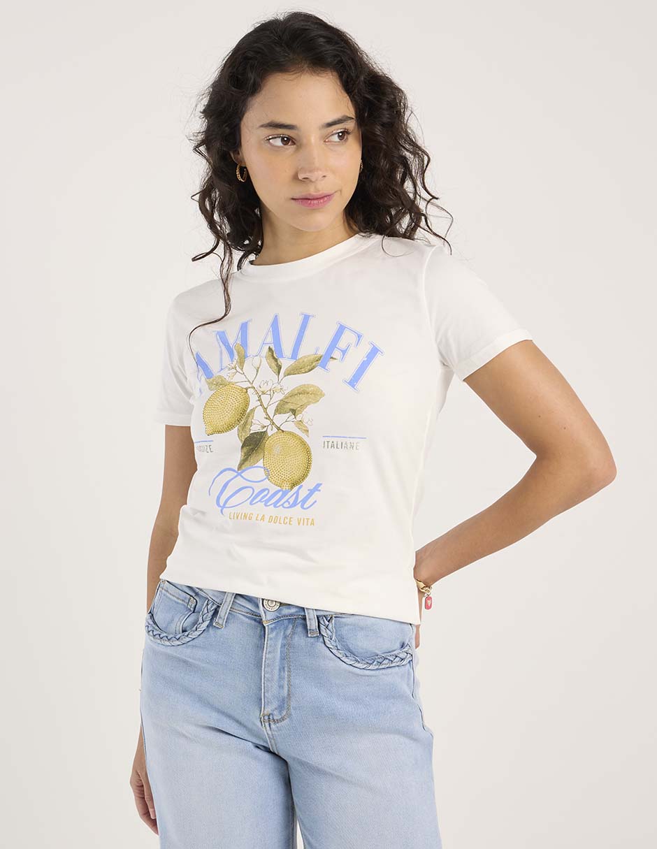 Playera manga corta Biography cuello redondo para mujer