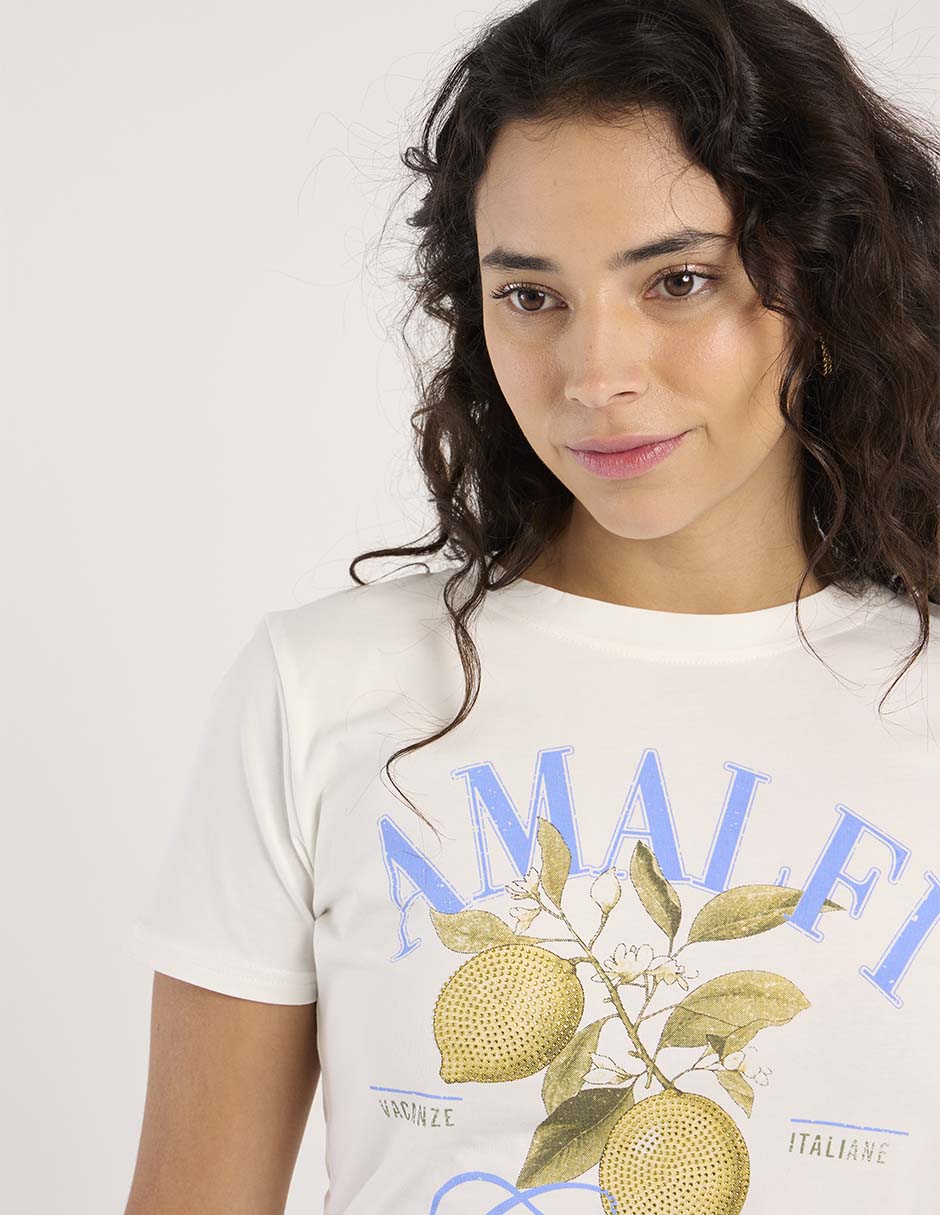 Playera manga corta Biography cuello redondo para mujer