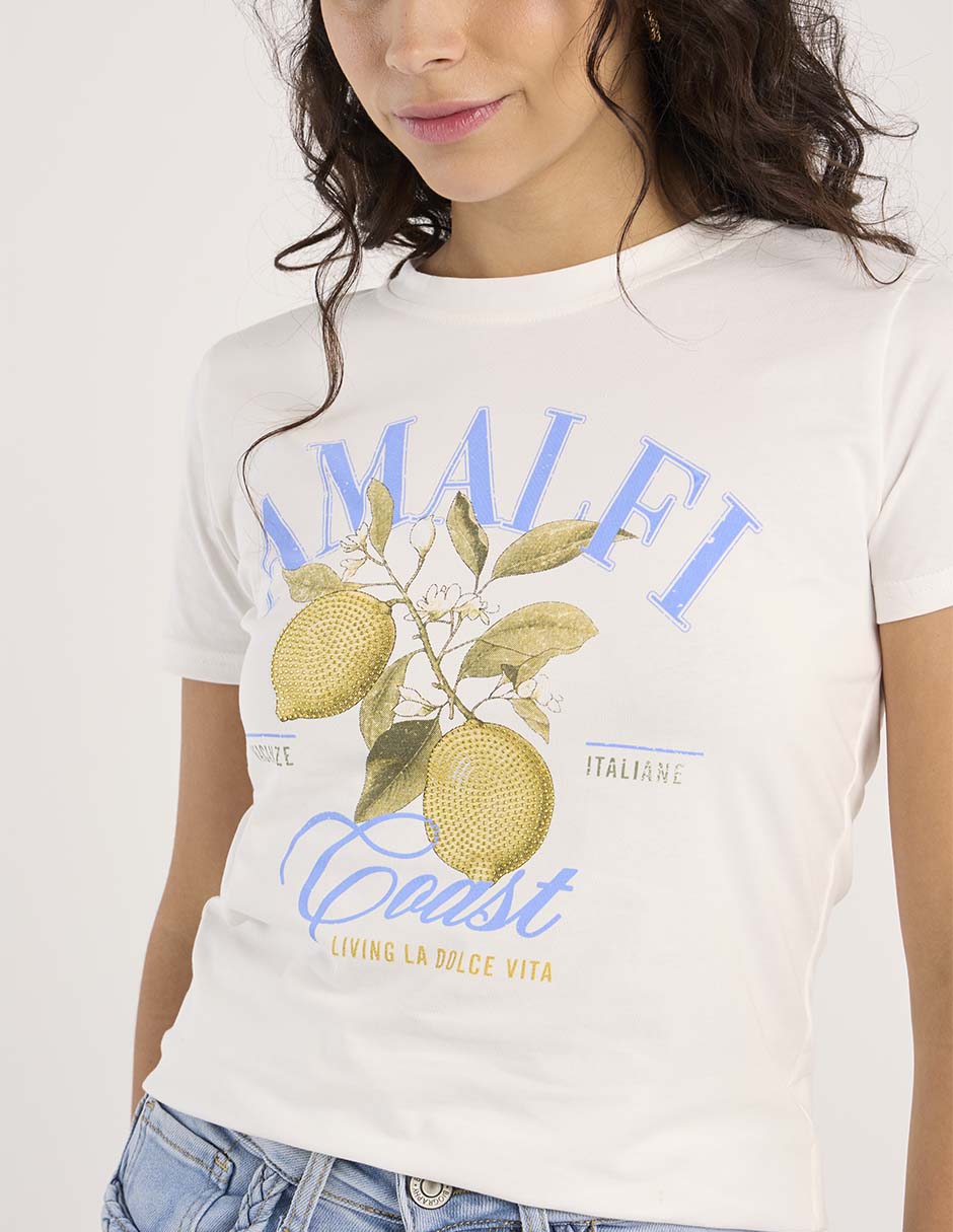 Playera manga corta Biography cuello redondo para mujer