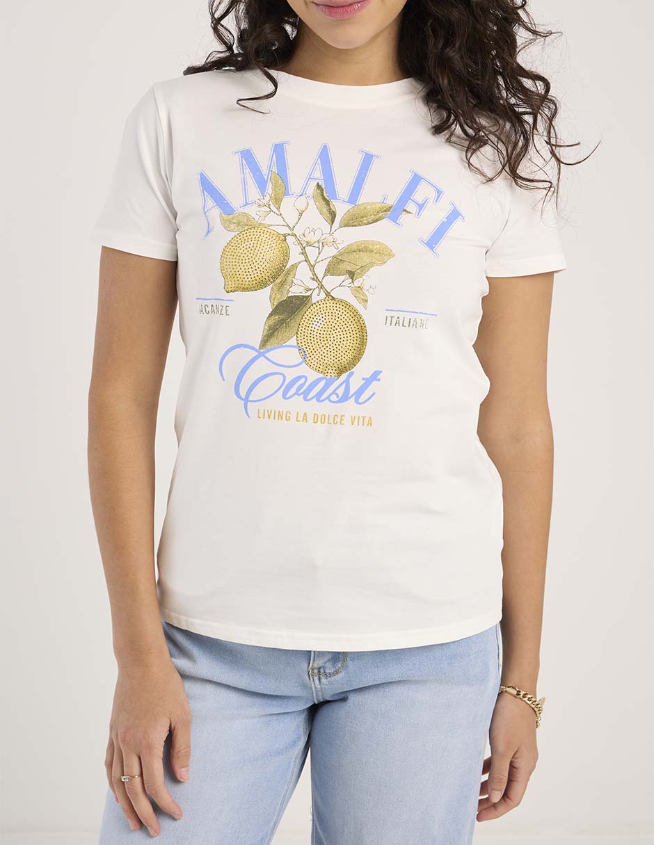 Playera manga corta Biography cuello redondo para mujer