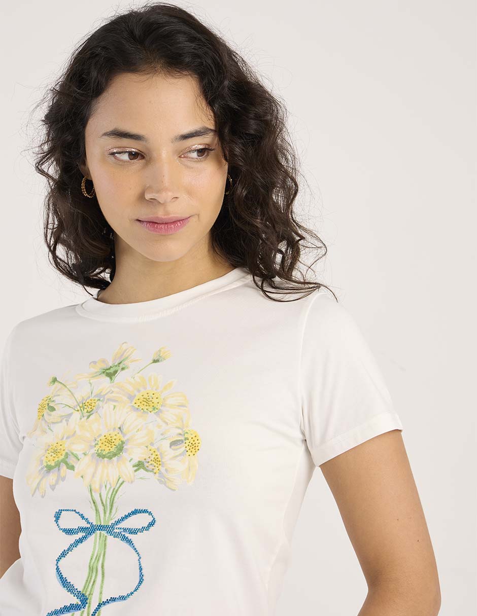 Playera manga corta Biography cuello redondo para mujer
