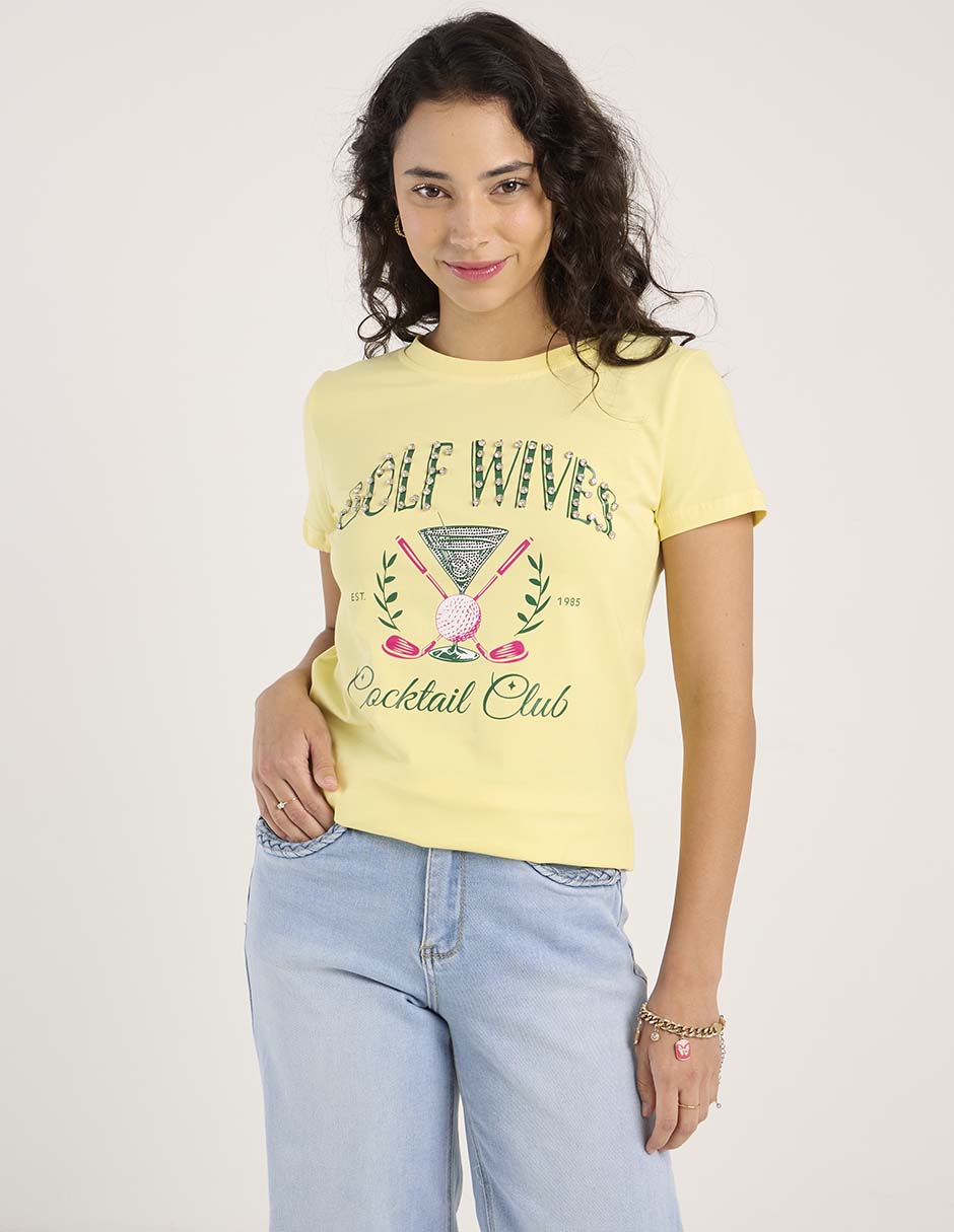 Playera manga corta playera cuello redondo para mujer 1