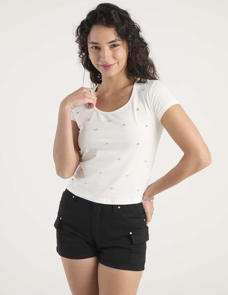 Playera manga corta cuello redondo para mujer 1