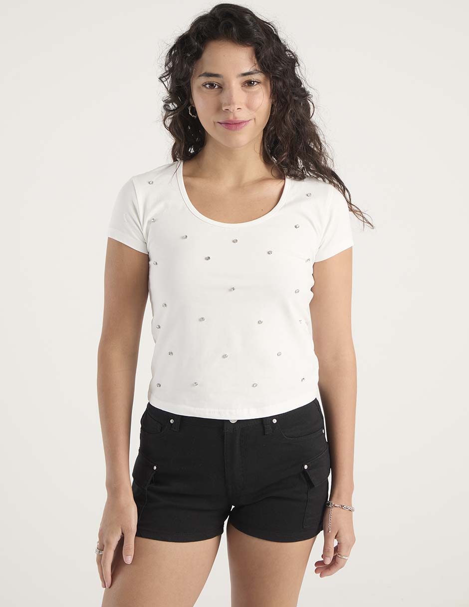 Playera manga corta cuello redondo para mujer 7