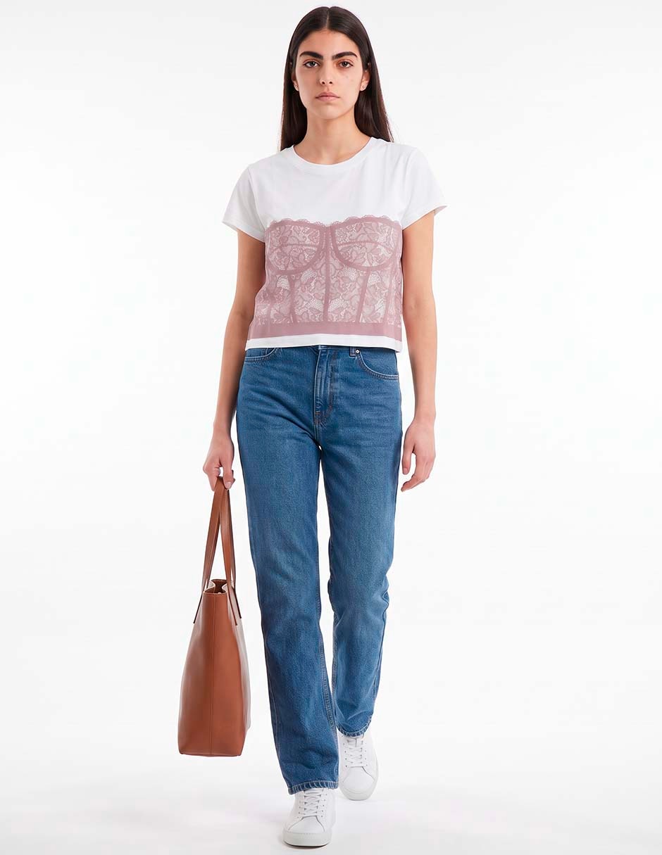 Playera manga corta cuello redondo para mujer 3