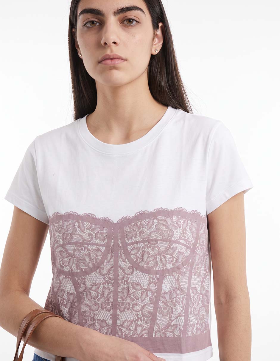 Playera manga corta cuello redondo para mujer 2
