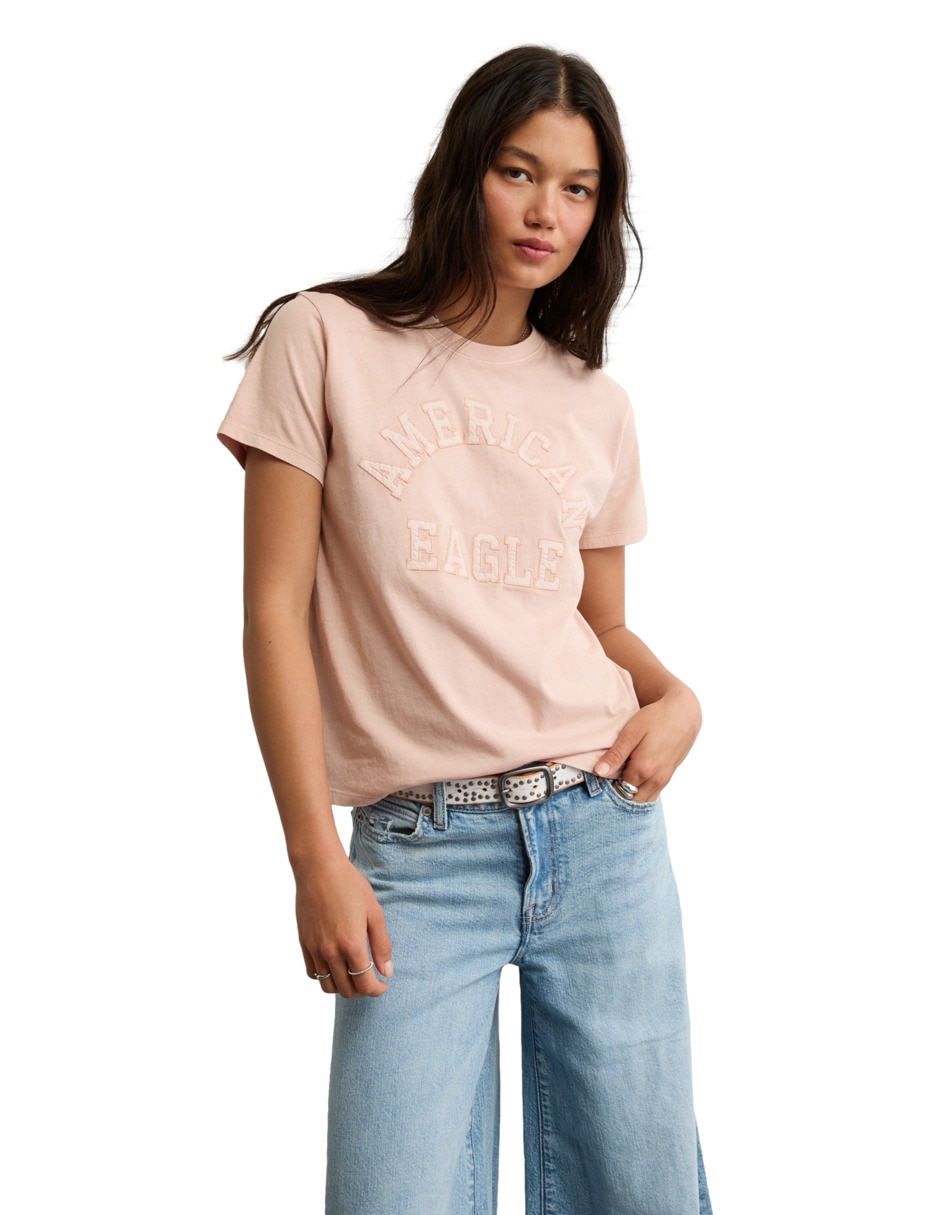 Playera manga corta cuello redondo mujer