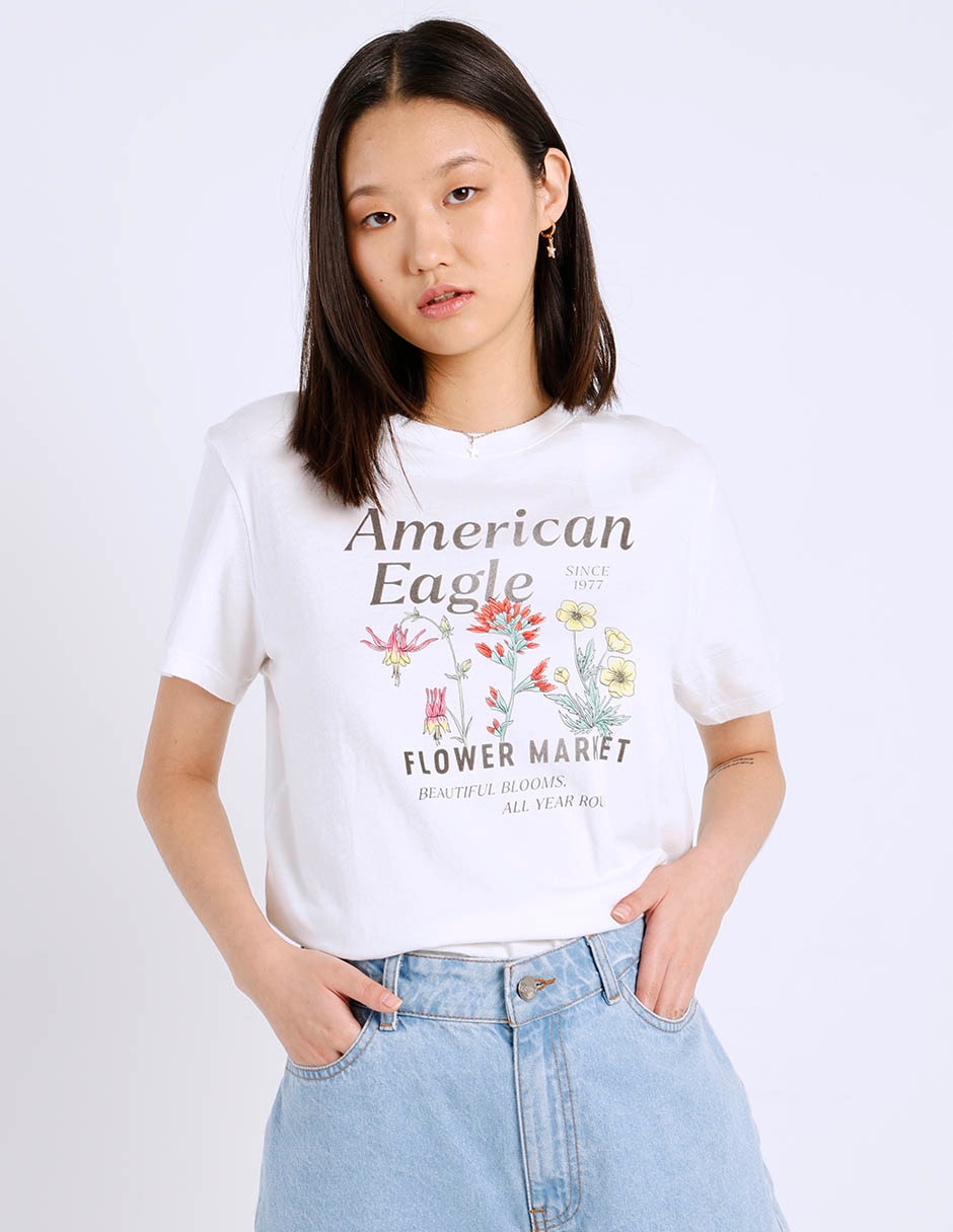 Playera manga corta cuello redondo para mujer