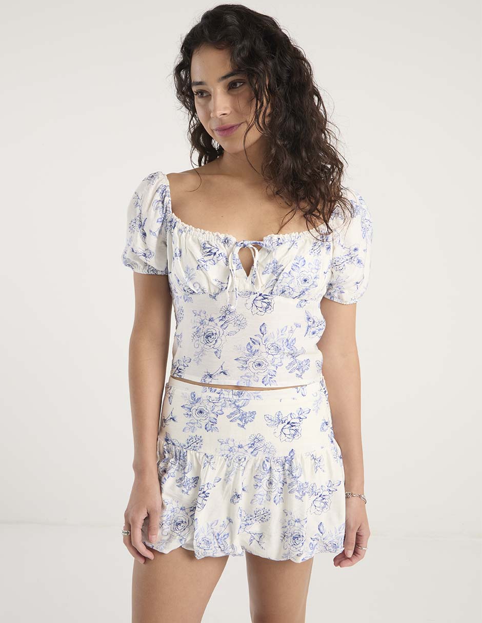 Blusa Coffee Bean manga corta para mujer