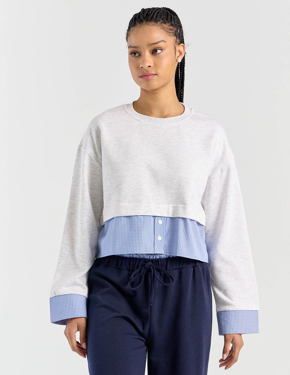 Sudadera con efecto doble prenda Coffee Bean para mujer