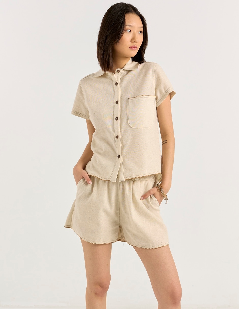 Blusa camisera manga corta para mujer 1